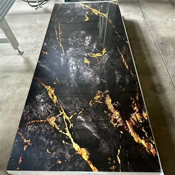 High Glossy Golden Pvc Marble Panel Flexible Artificial UV Marble Sheets Formaldehyde-free suppliers