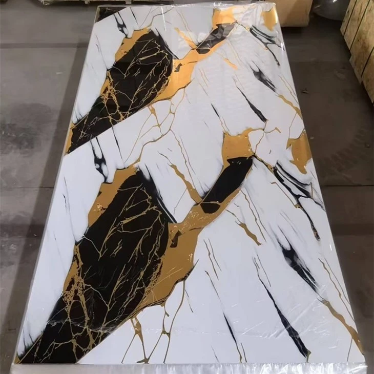 High Glossy Golden Pvc Marble Panel Flexible Artificial UV Marble Sheets Formaldehyde-free suppliers